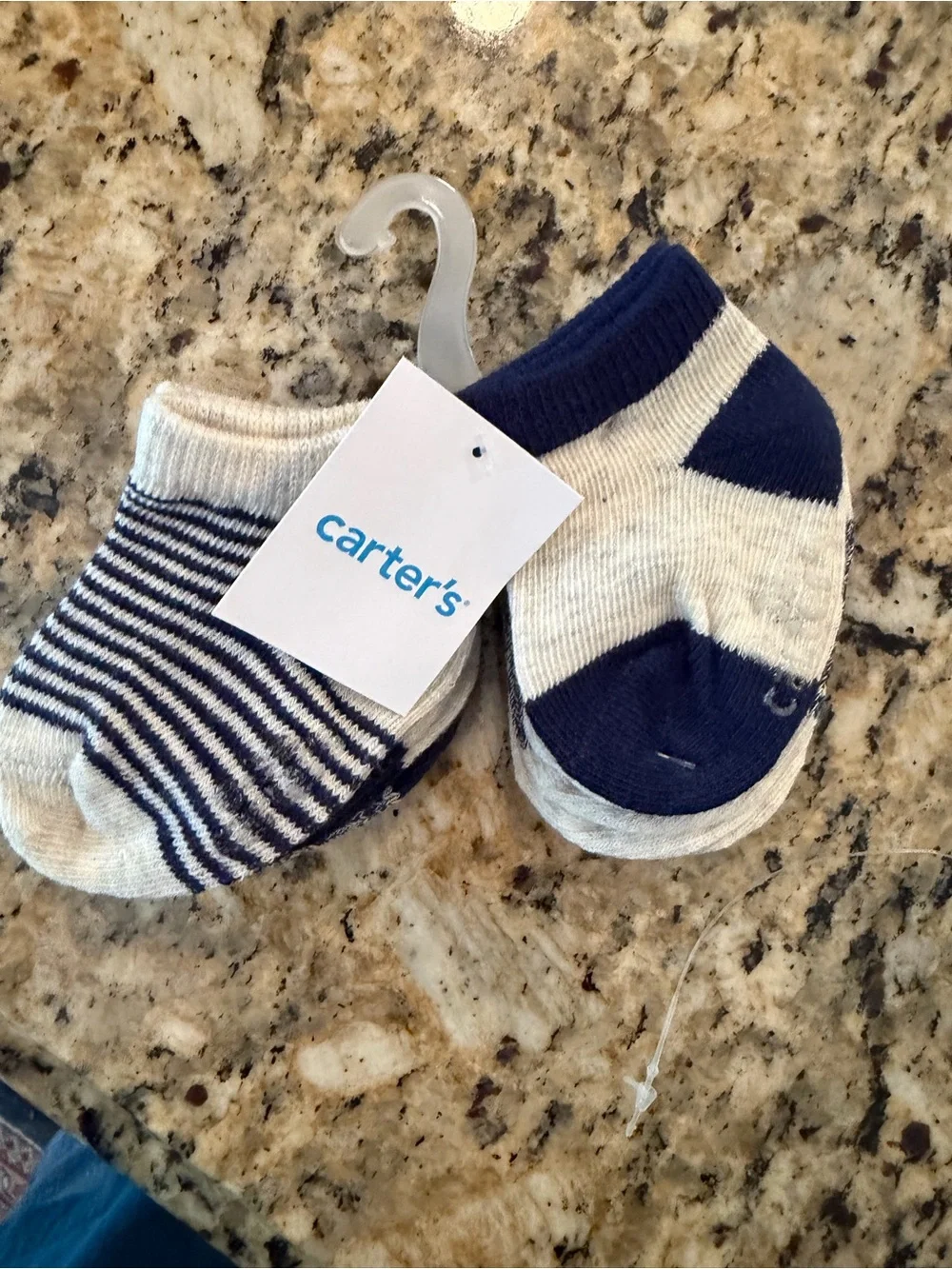 Carter's Navy and Cream Striped Baby Socks Set